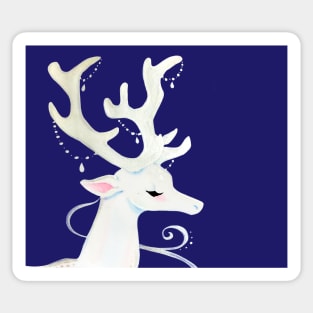 White Winter Stag Watercolor Illustration Sticker